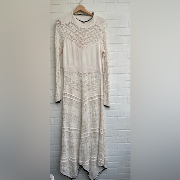 Anthropologie Elegant Cream Knit Lace Dress - Picture 6 of 12